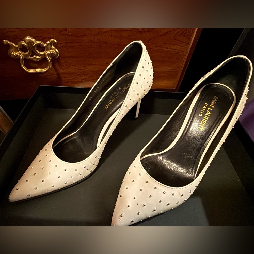 Saint Laurent Studded Leather Heels | Size 36 (6W) w/ box, papers & COA - Picture 3 of 13